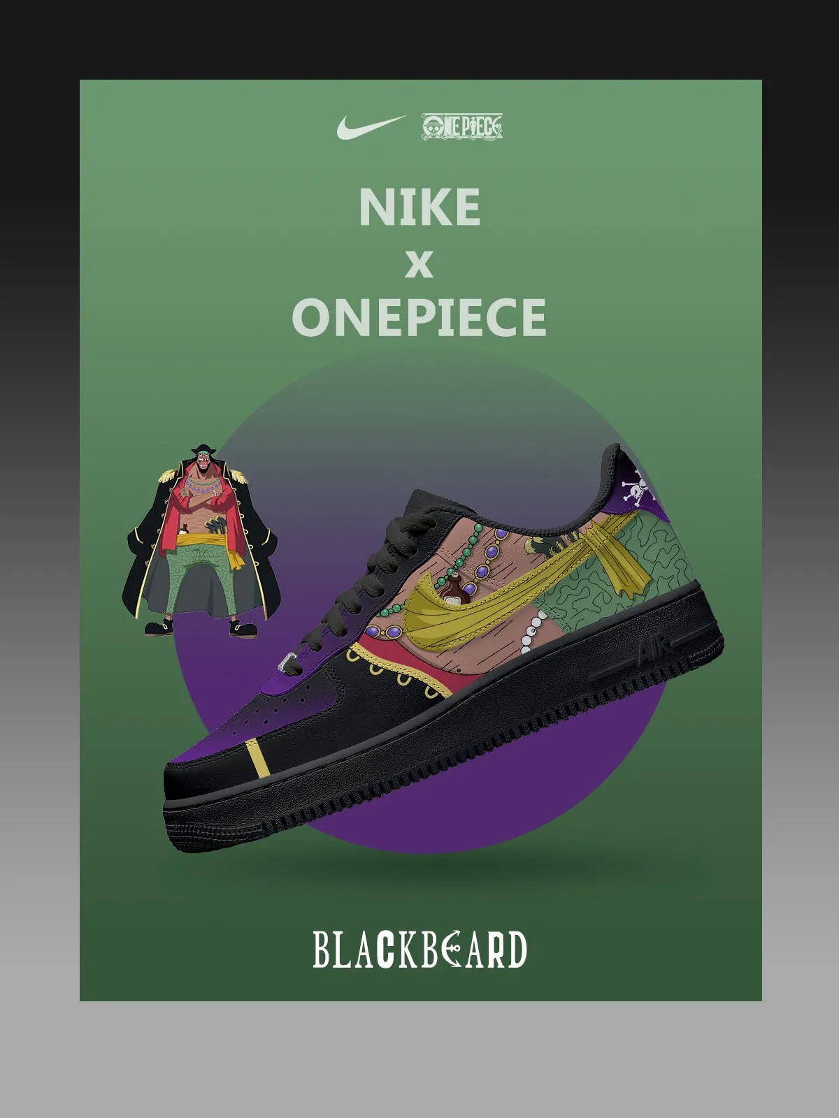 One Piece Blackbeard Air Force 1 Shoes Sneakers Image