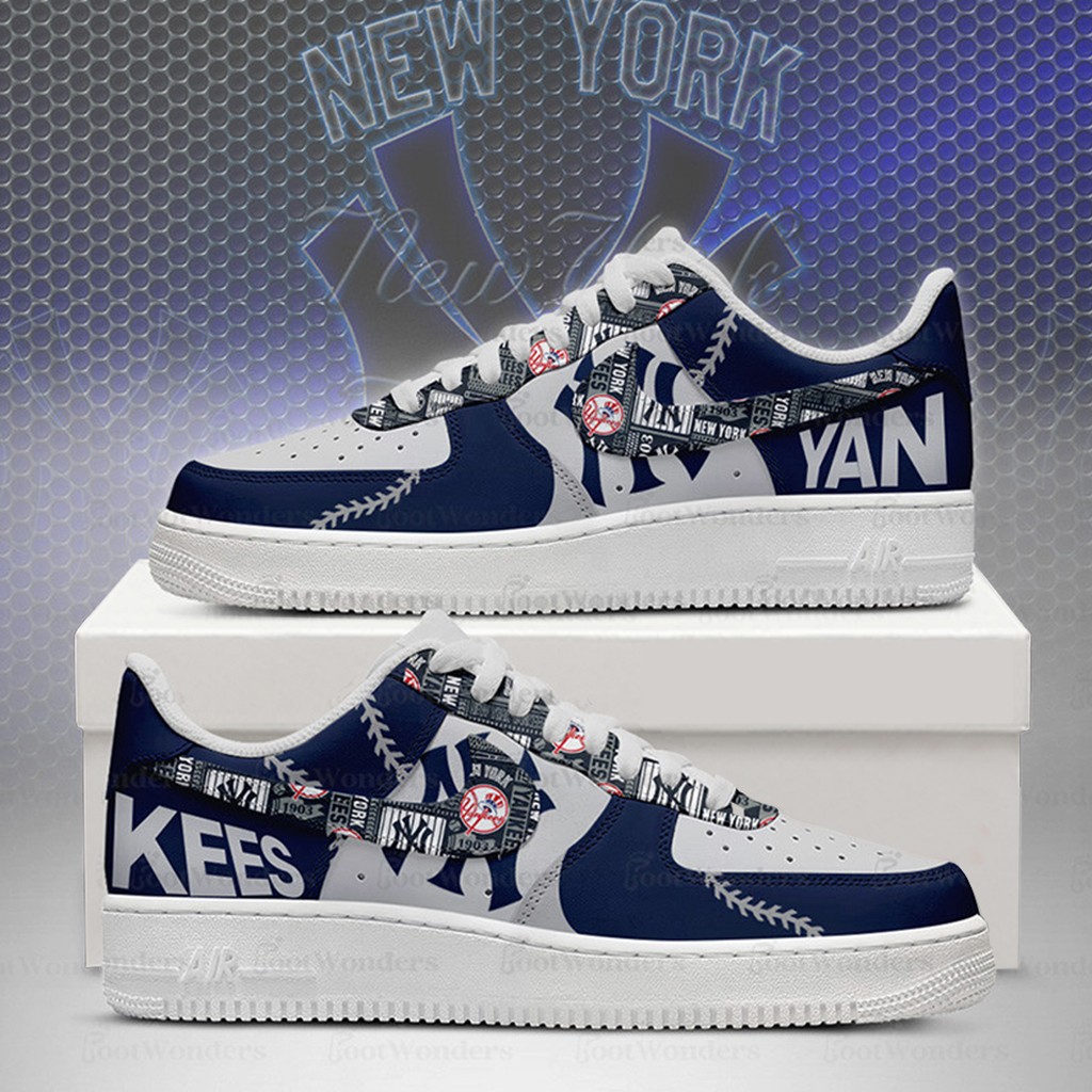 New York Yankees Major League Baseball Version 2026 Graphic Air Force 1 Shoes Sneakers For Baseball Fans Gallery Image