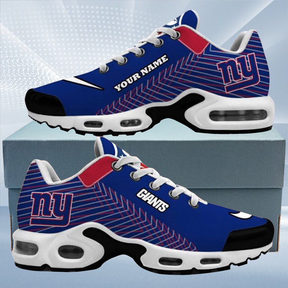 New York Giants Custom Name Royal Max Soul Shoes Sneakers Image