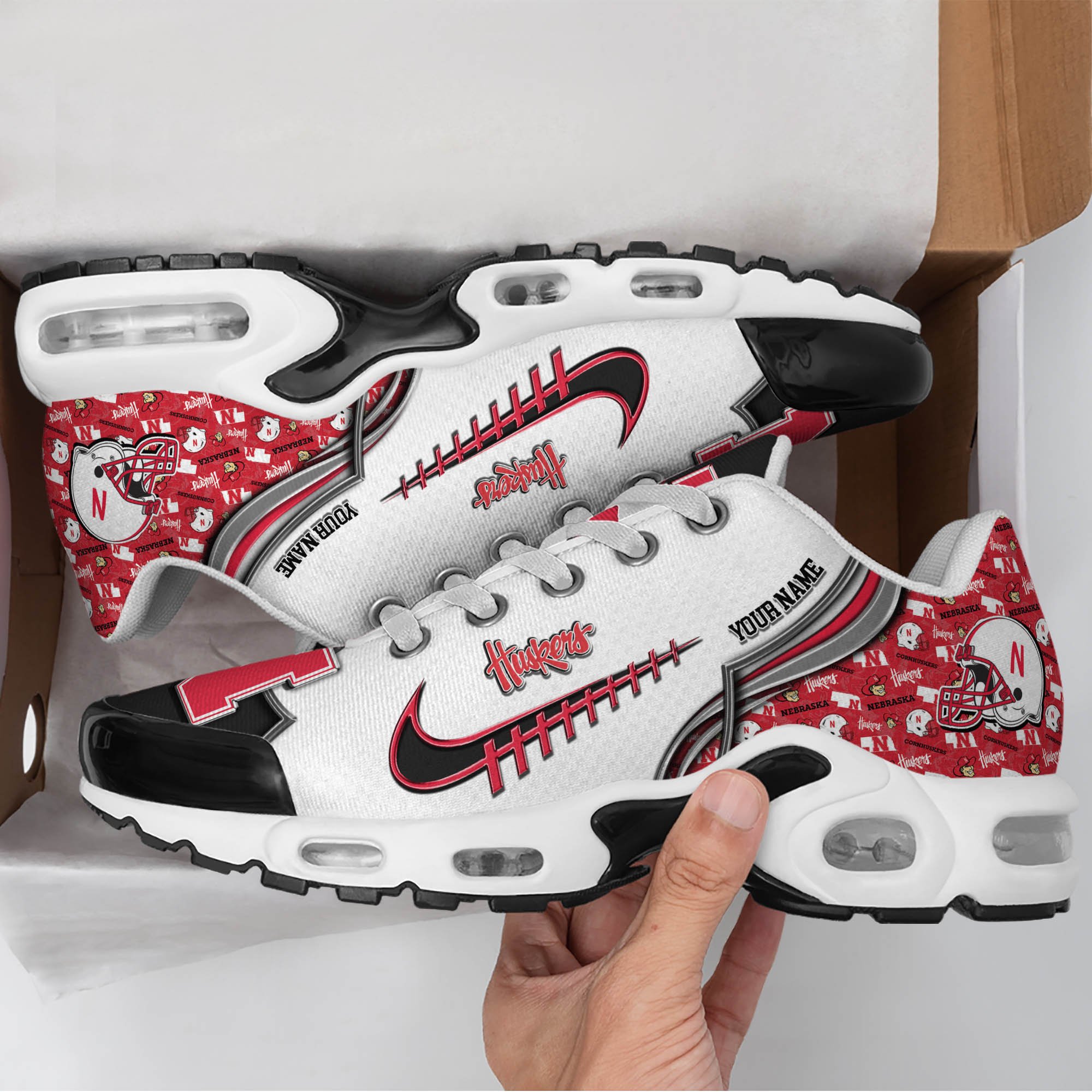 Nebraska Cornhuskers TN Shoes 2024 Version Custom Your Name, Sport Shoes For Football Fans, Sport Gifts, Gifts For Him ETHY-62642 Gallery Image