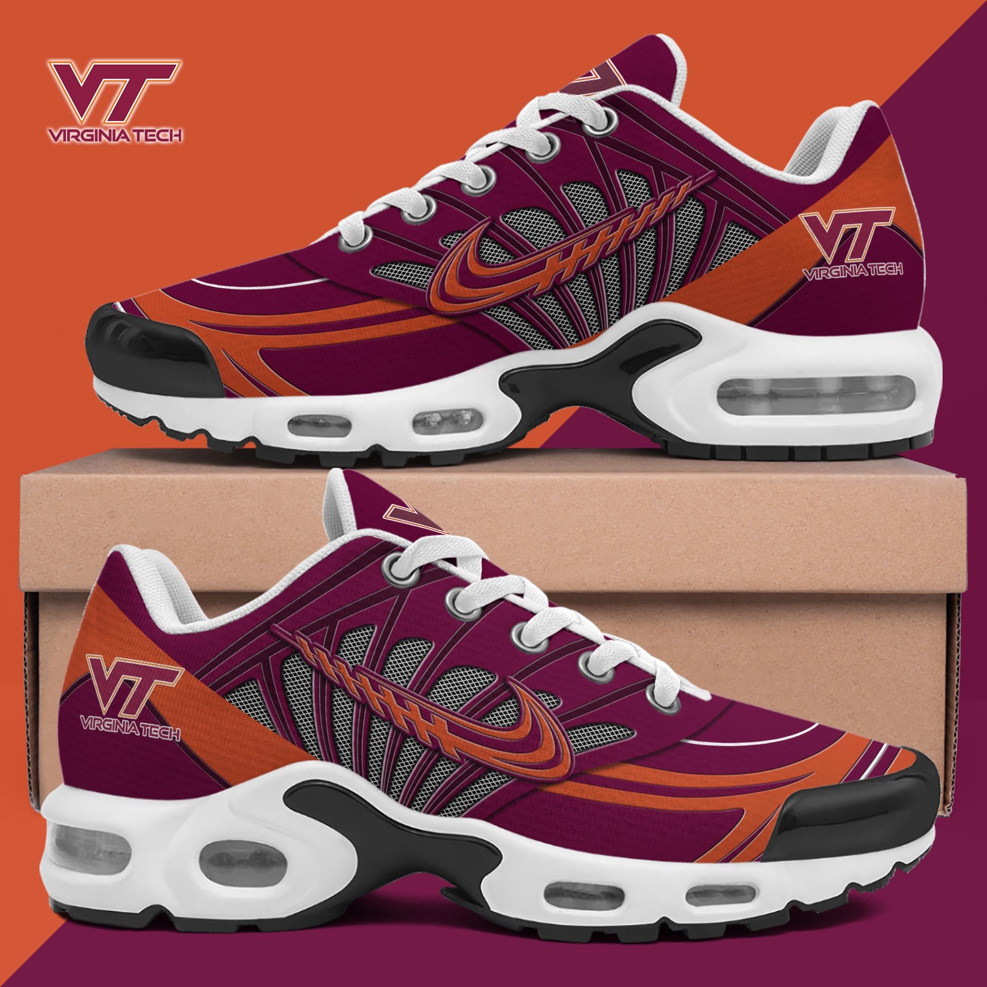 Virginia Tech Hokies TN Shoes 2025 Version Custom Name, Sport Shoes For Fan, Fan Gifts ETRG-61135 Image