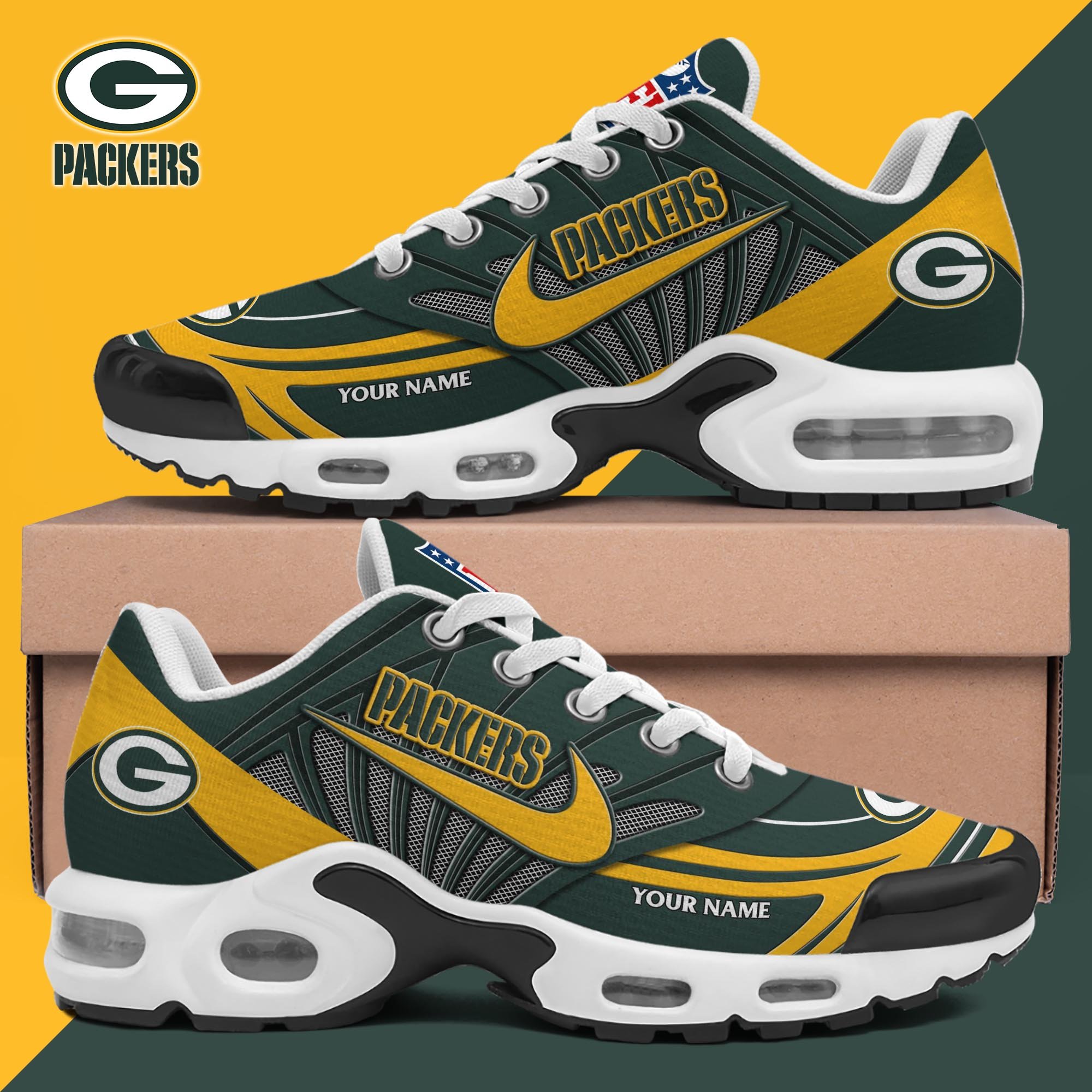Green Bay Packers TN Shoes 2025 Version Custom Your Name, Shoes For Sport Fans, Gift For Fans ETRG-61582 Image