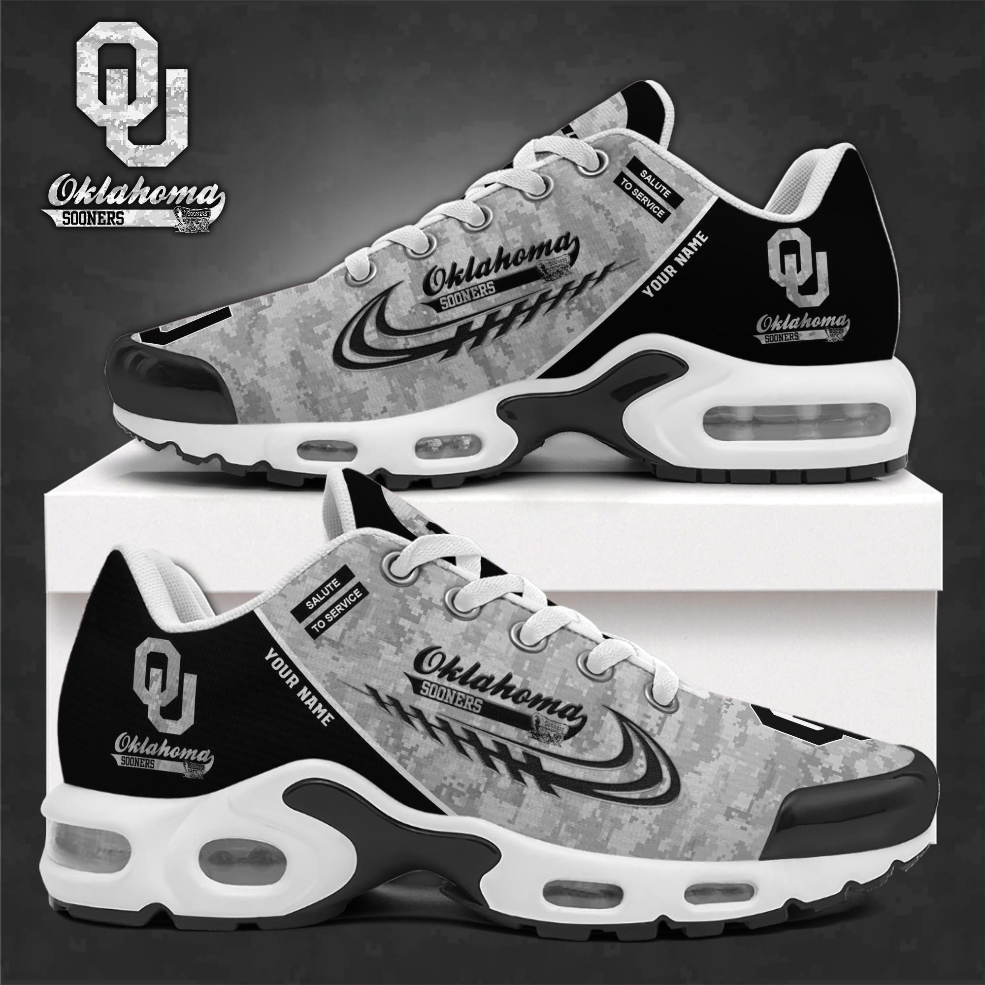 Oklahoma Sooners TN Shoes 2025 Version Custom Name, Camouflage Shoes For Sport Fans, Fan Gifts ETRG-61585 Image