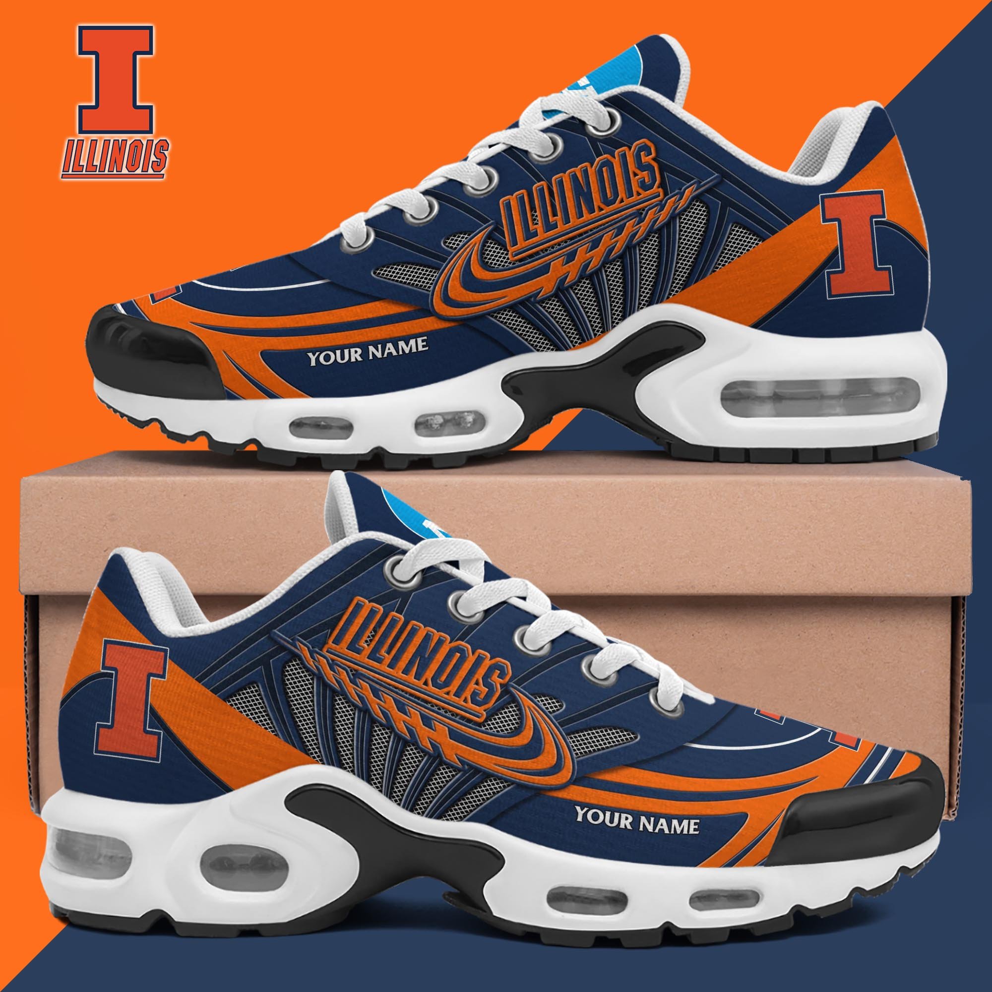 Illinois Fighting Illini TN Shoes 2025 Version Custom Your Name, Shoes For Sport Fans, Gift For Fans ETRG-61594 Image
