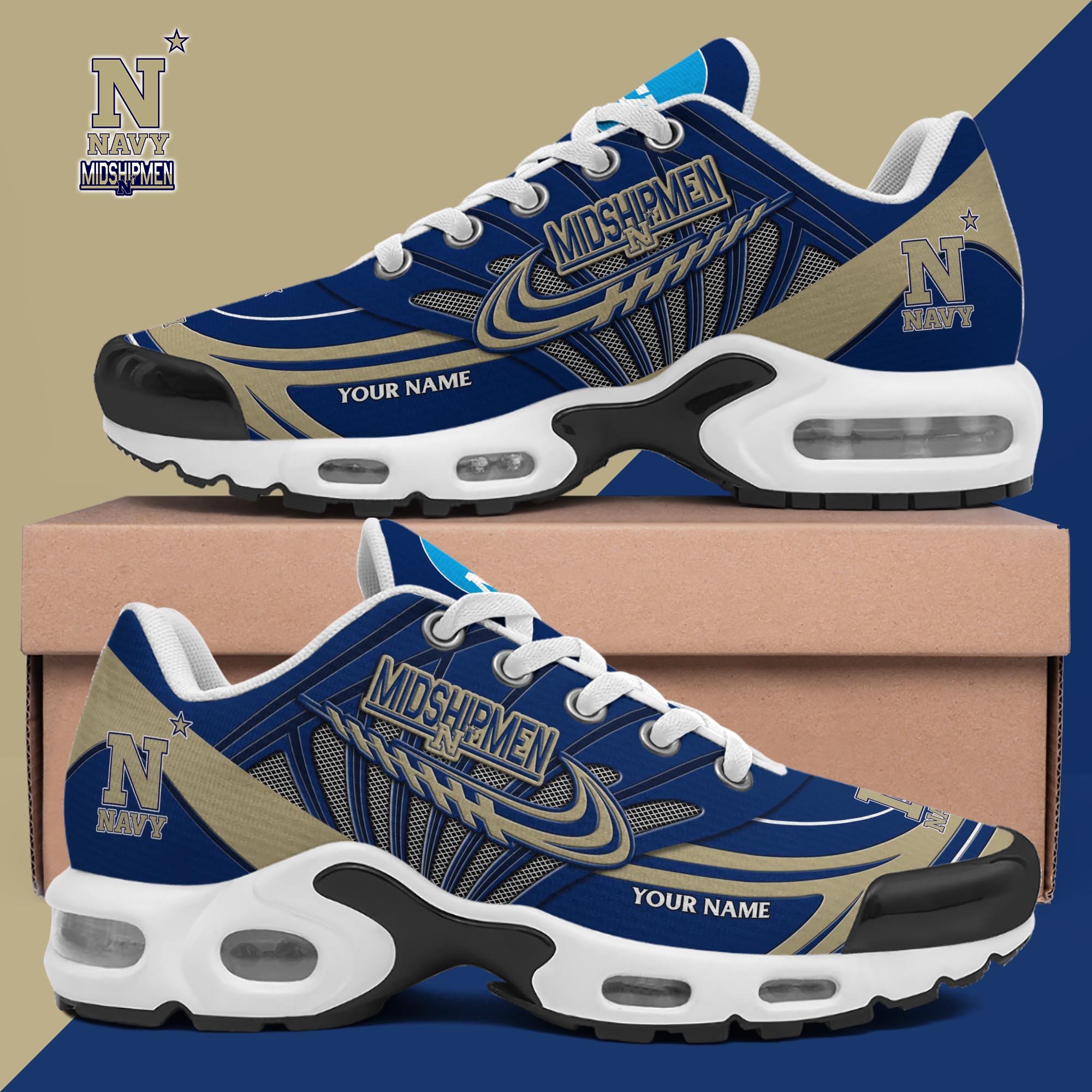 Navy Midshipmen TN Shoes 2025 Version Custom Your Name, Shoes For Sport Fans, Gift For Fans ETRG-61594 Image
