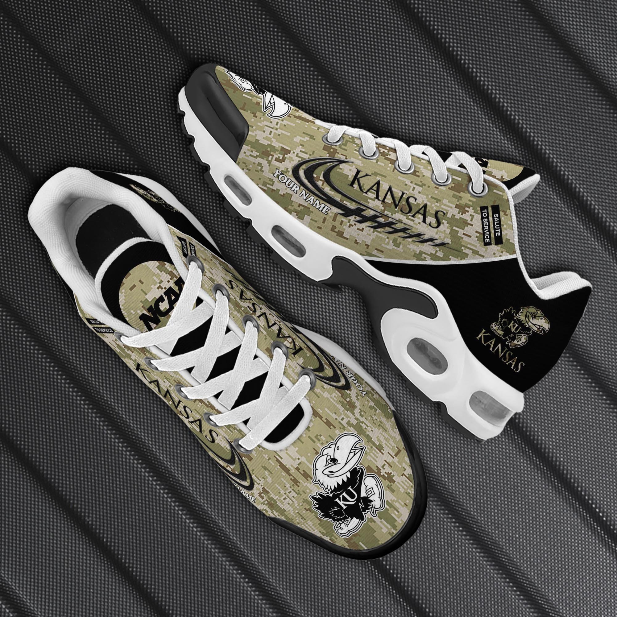 Kansas Jayhawks TN Shoes 2025 Version Custom Name, Camouflage Shoes, Gifts For Football Lovers ETRG-61636 Gallery Image