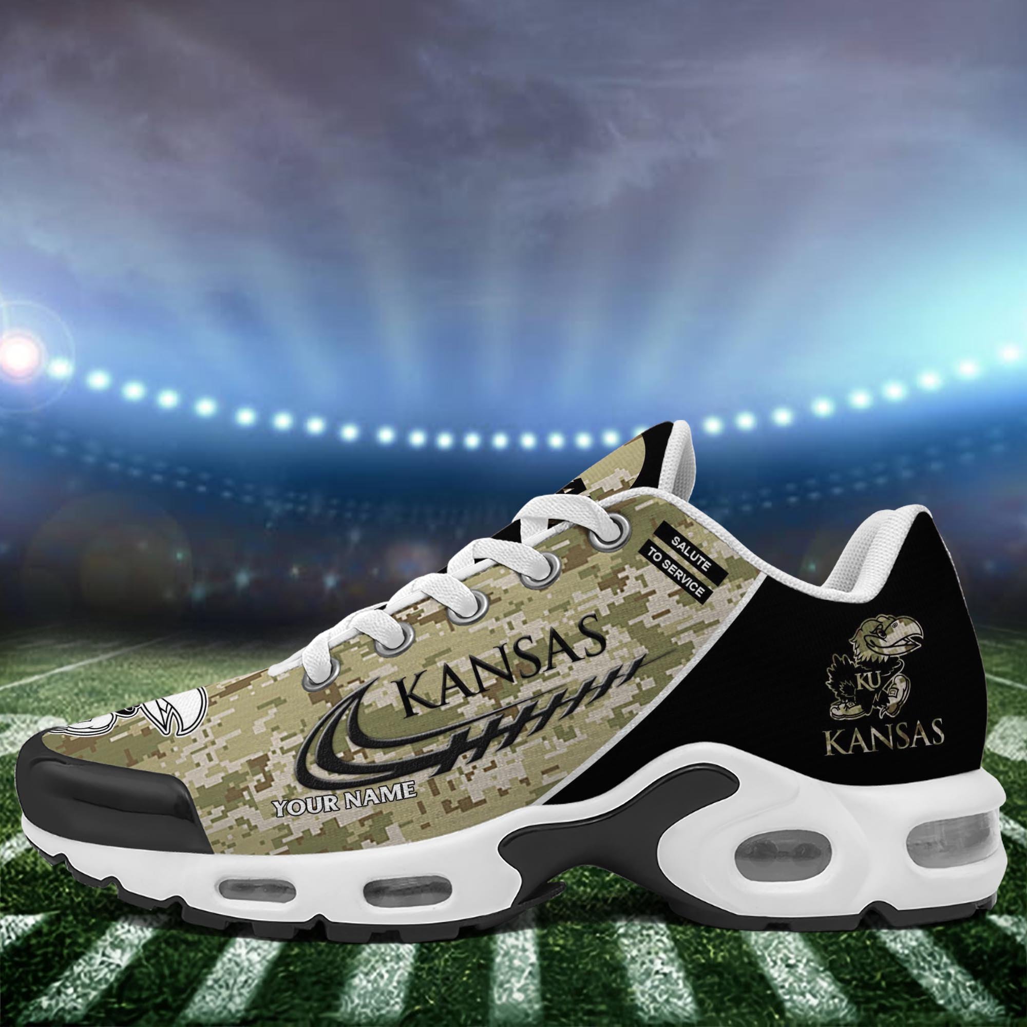 Kansas Jayhawks TN Shoes 2025 Version Custom Name, Camouflage Shoes, Gifts For Football Lovers ETRG-61636 Gallery Image