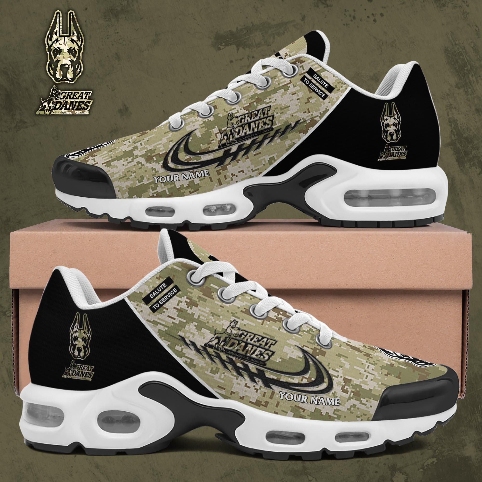 Albany Great Danes TN Shoes 2025 Version Custom Name, Camouflage Shoes, Gifts For Football Lovers ETRG-61636 Image