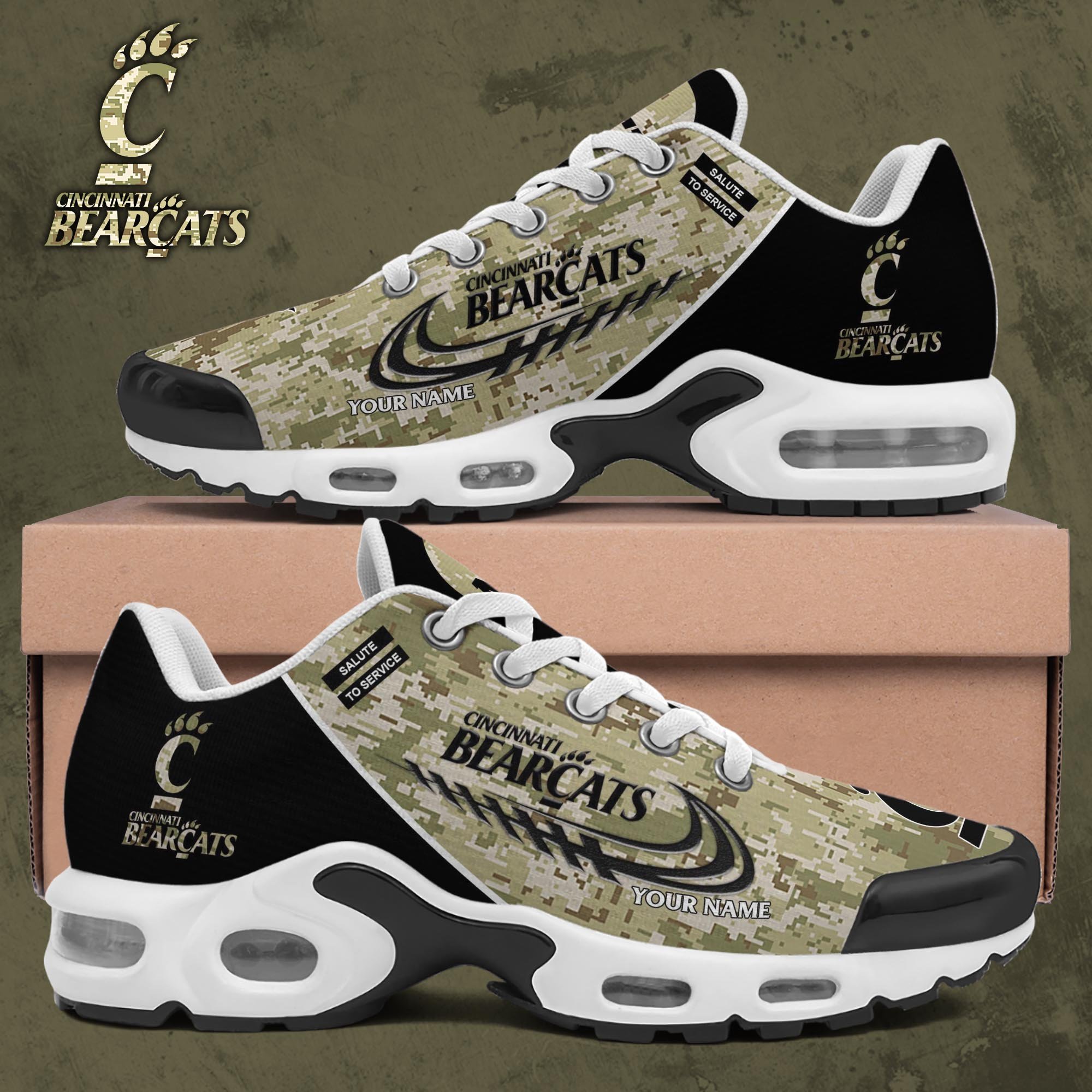 Cincinnati Bearcats TN Shoes 2025 Version Custom Name, Camouflage Shoes, Gifts For Football Lovers ETRG-61636 Image