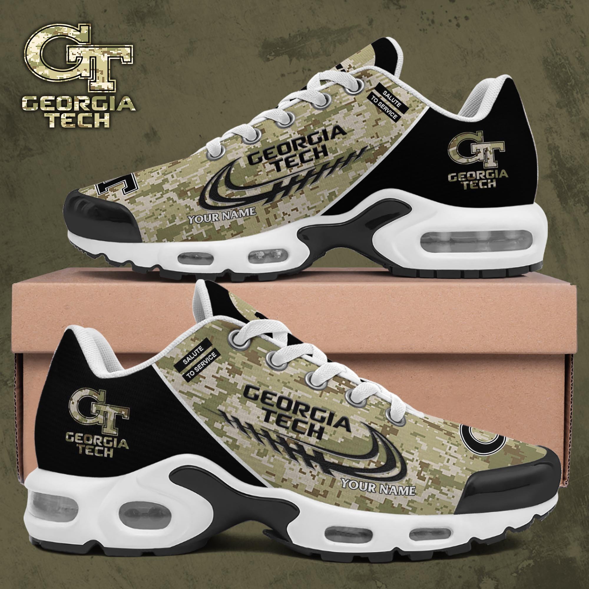 Georgia Tech Yellow Jackets TN Shoes 2025 Version Custom Name, Camouflage Shoes, Gifts For Football Lovers ETRG-61636