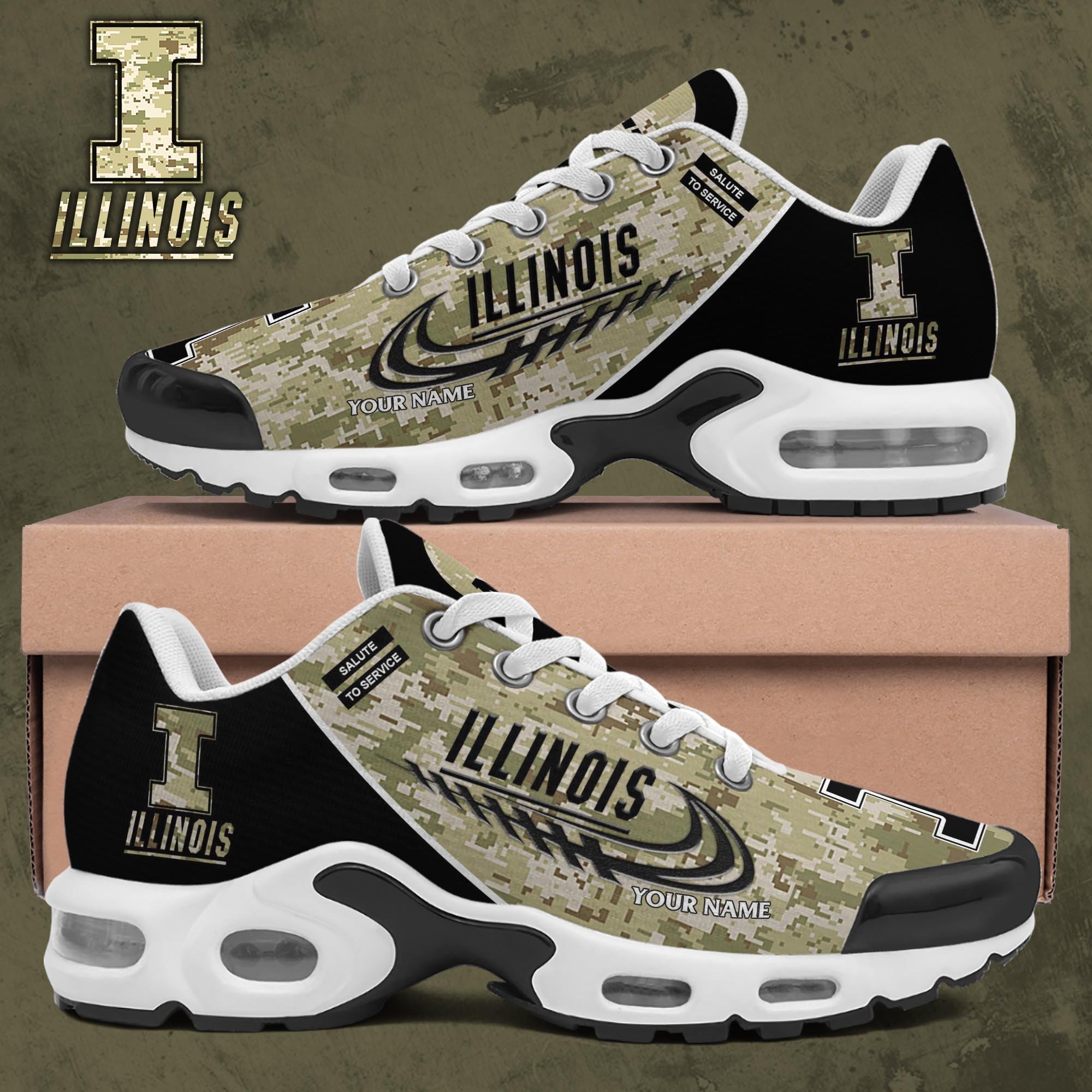 Illinois Fighting Illini TN Shoes 2025 Version Custom Name, Camouflage Shoes, Gifts For Football Lovers ETRG-61636 Image