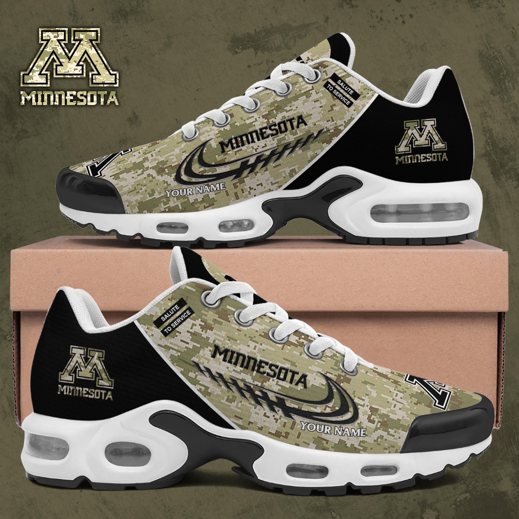 Minnesota Golden Gophers TN Shoes 2025 Version Custom Name, Camouflage Shoes, Gifts For Football Lovers ETRG-61636 Image