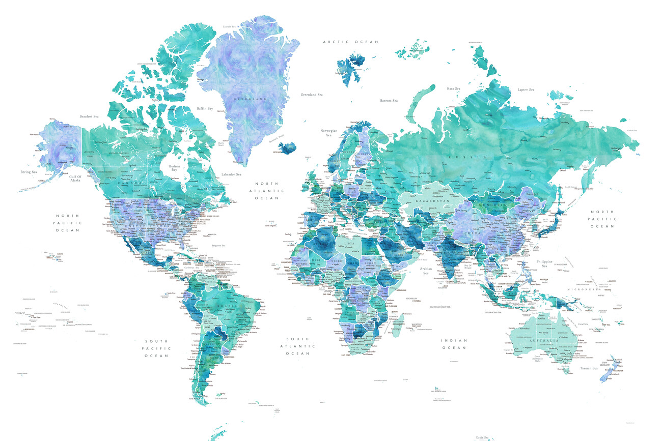 Cartina di Political Map of the World ǀ Cartine di città e mappe del mondo  da appendere