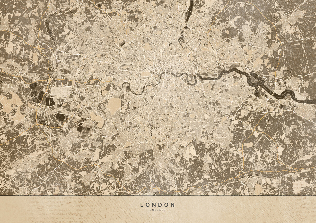 Mapa Sepia vintage map of London