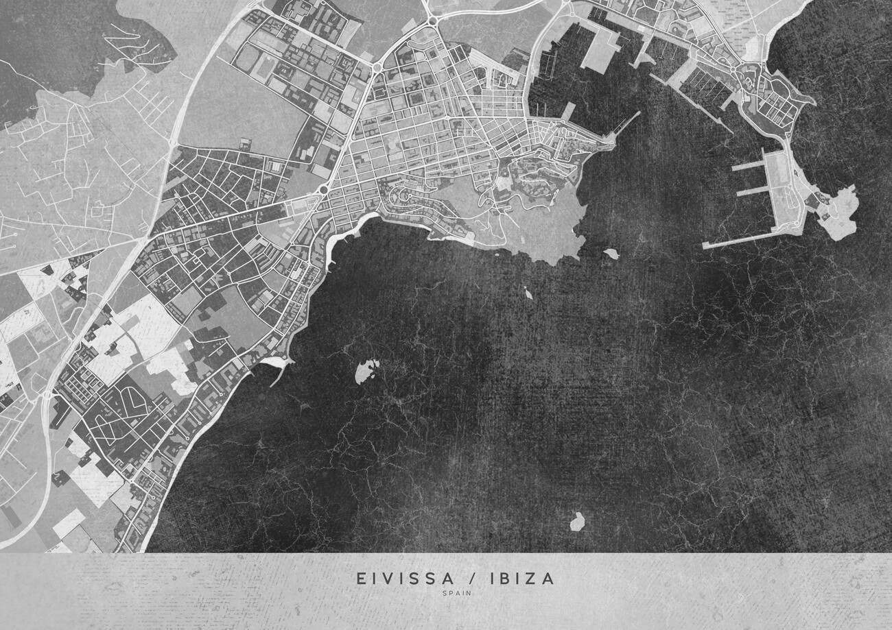 Map Gray vintage map of Ibiza