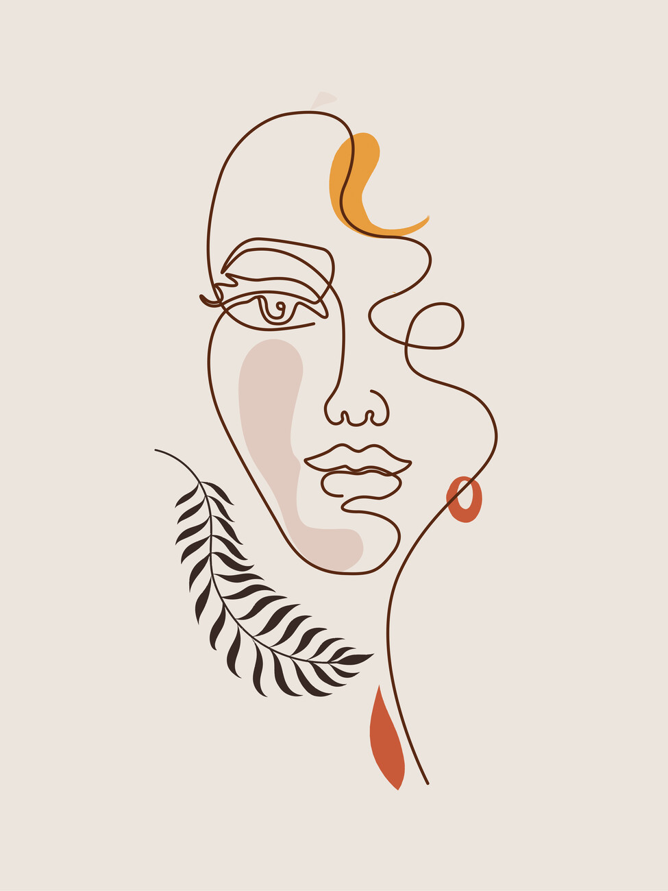 Wall Art Print, Emel Tunaboylu - Line Art - Face