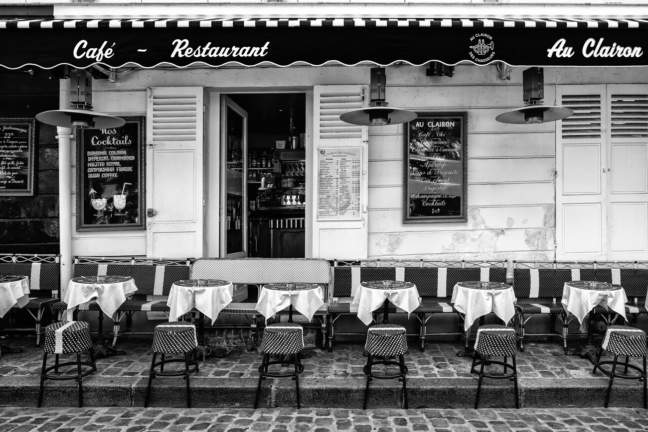 Canvas Print Black Montmartre - Paris Café Restaurant