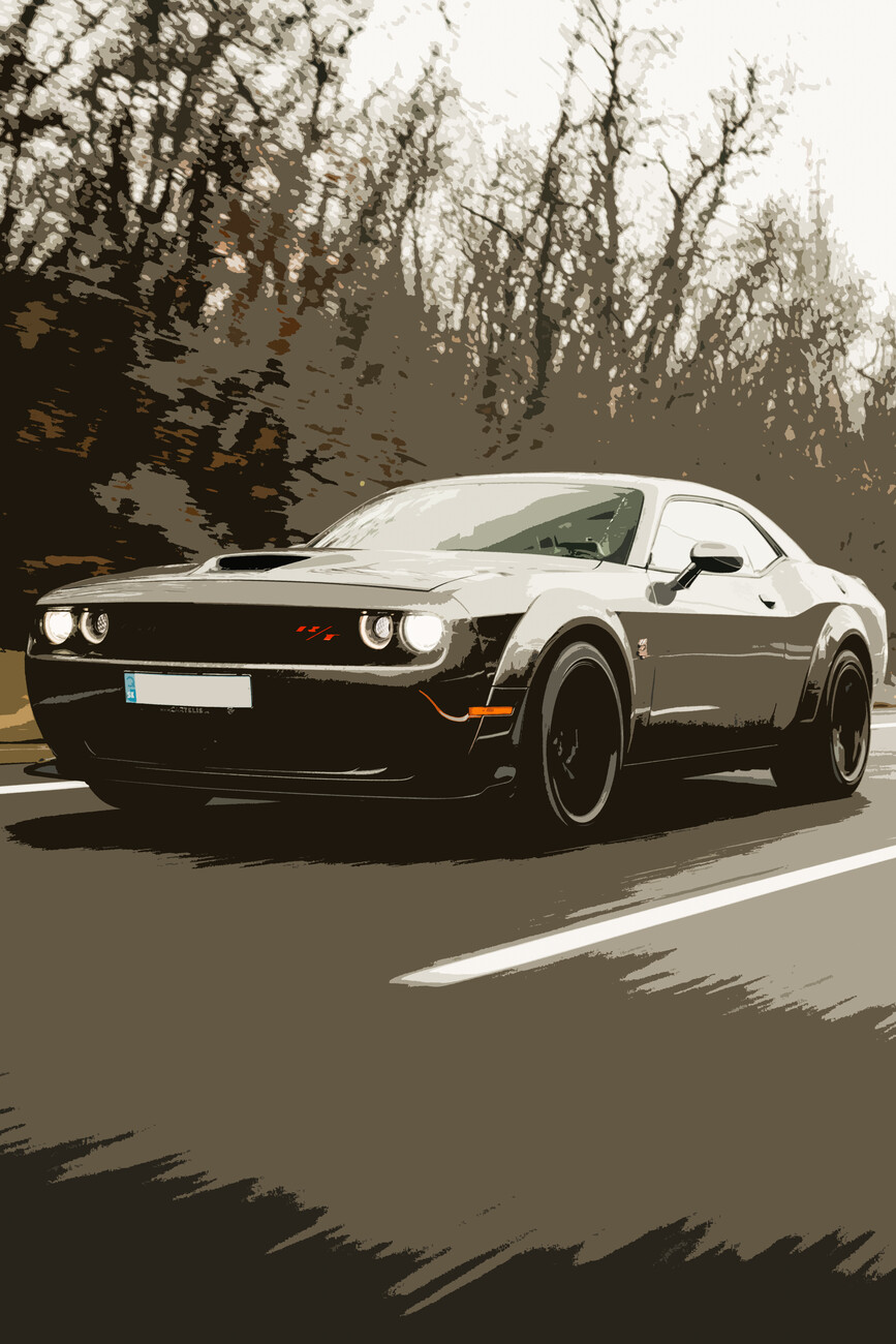 Art Poster Challenger Car