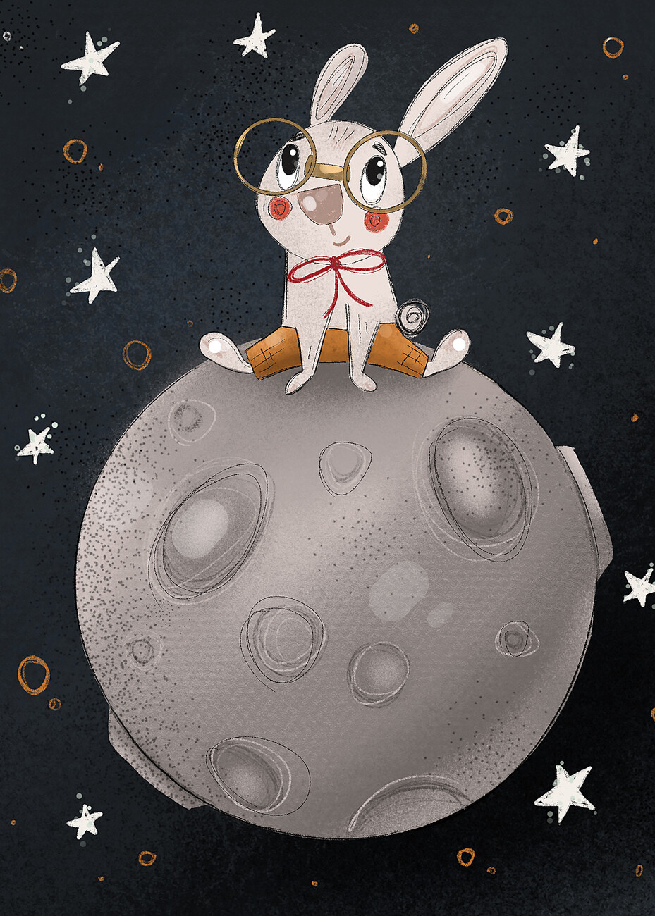 Illustration Nelli Suneli - Rabbit on the moon