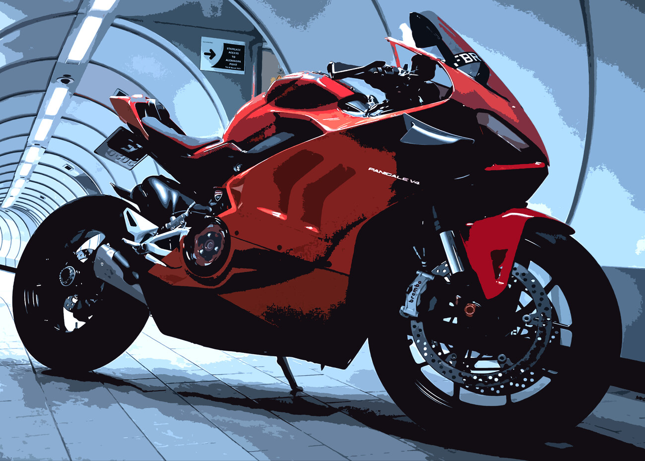 Wall Art Print, Red racing Motorcycle Bike