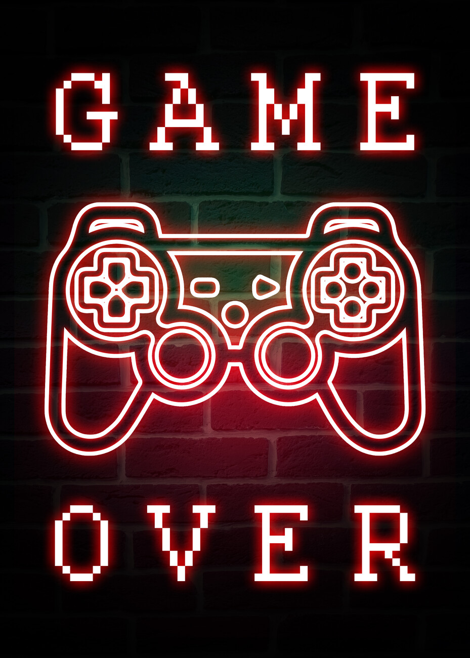 Abstract Neon Game Controller art Gamer poster 6 Digital Download Print