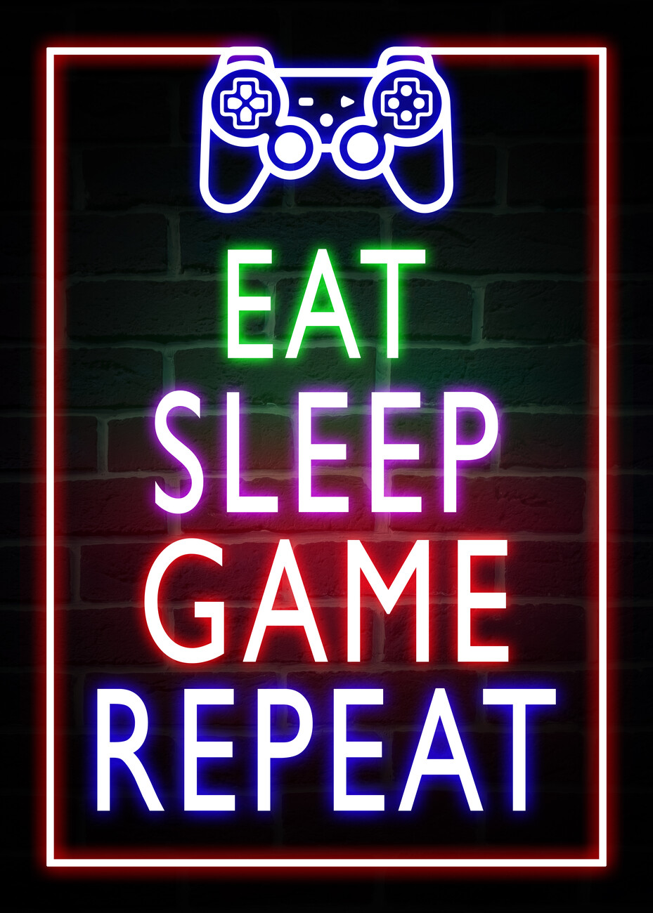 Premium Vector  Eat sleep game repeat gaming quotes tshirt design for game  lovers