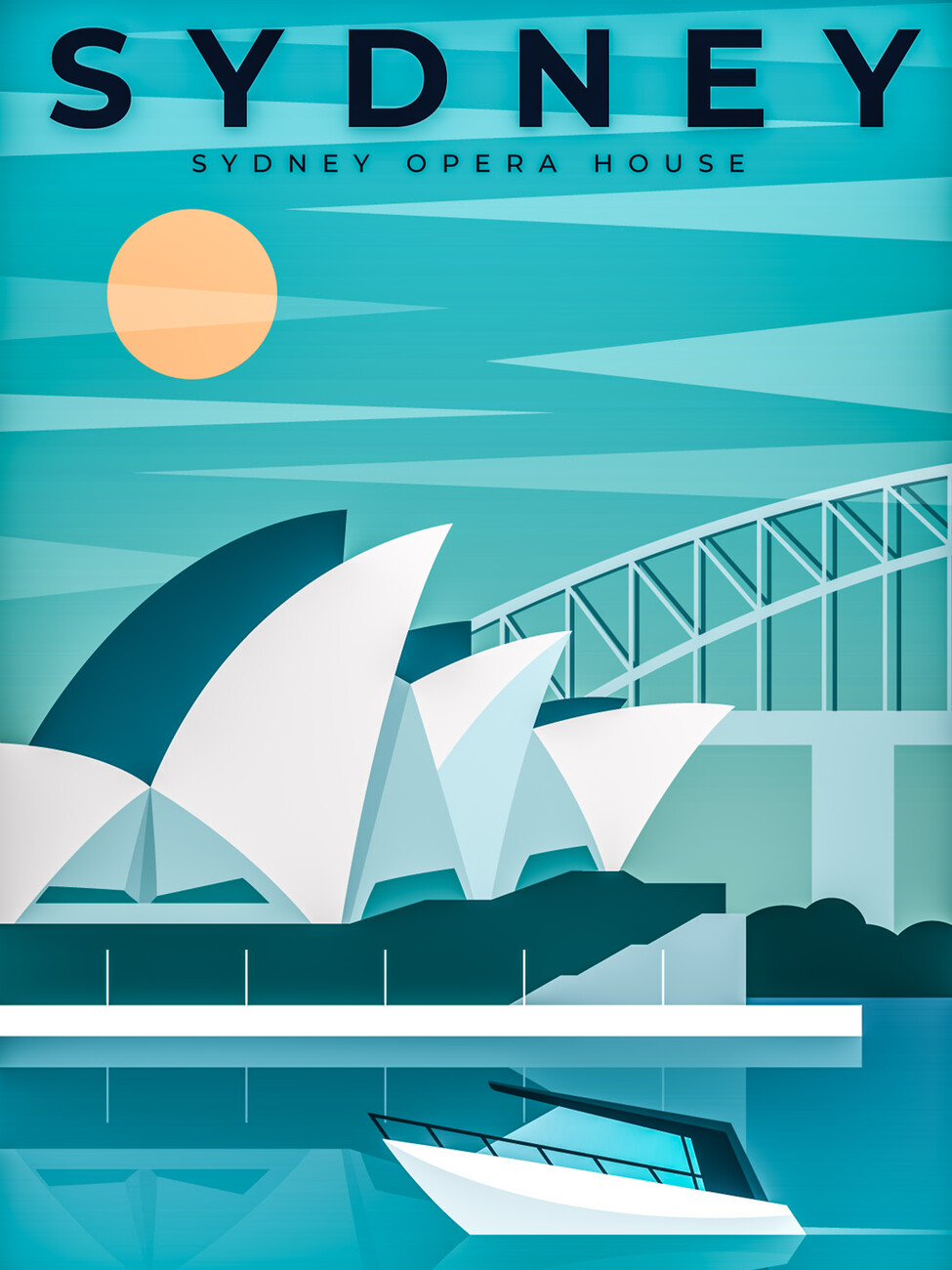 Künstlerische Illustration | Sydney Opera House Vintage | Europosters