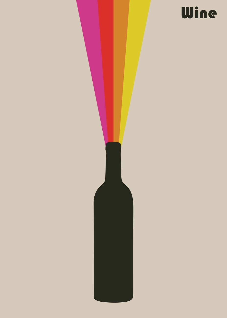 Wallpaper Mural Wine Bottle Rainbow