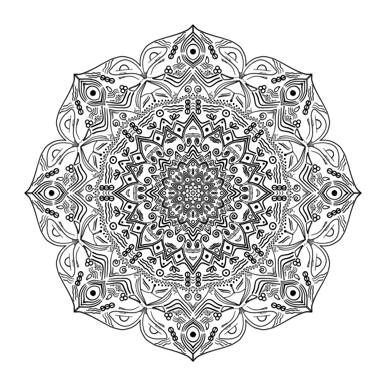 Easy Flower with leaves - Simple Mandalas