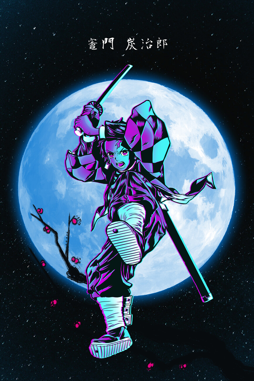 Art Poster Tanjiro under the moon
