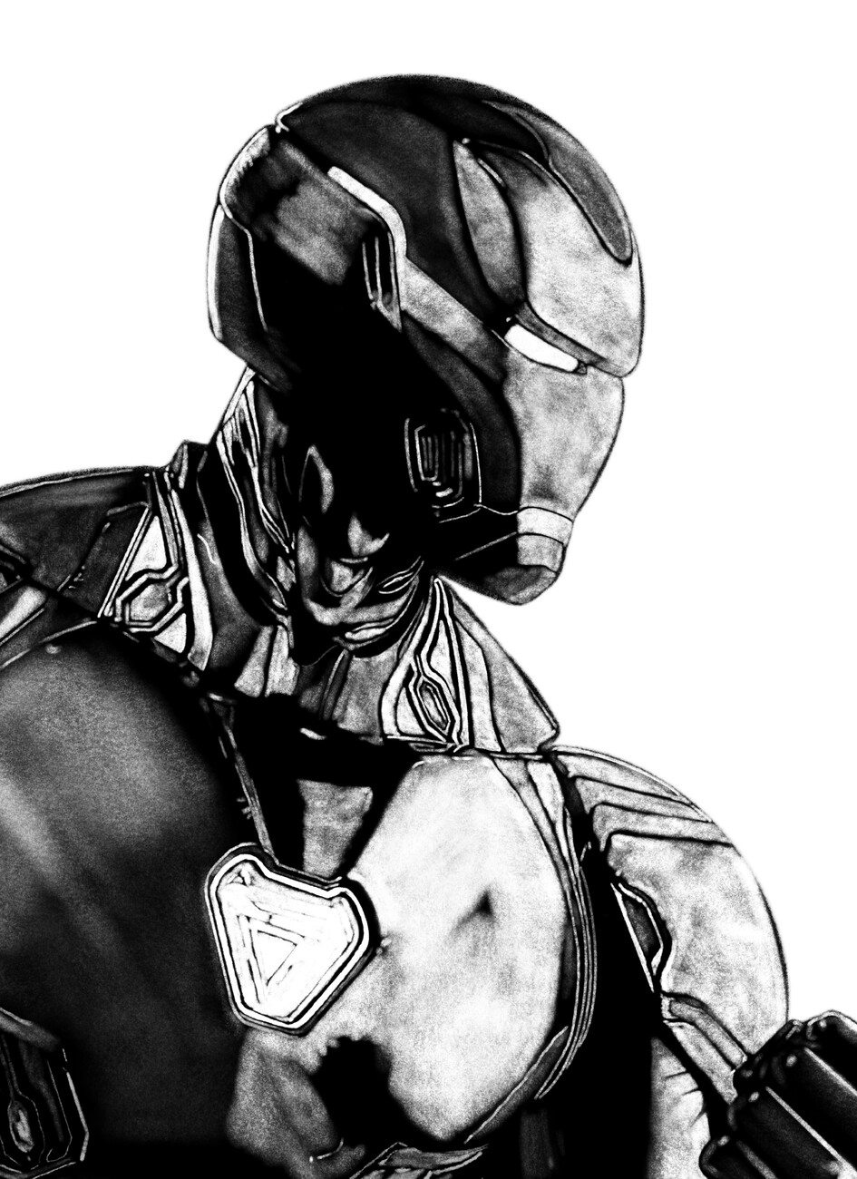 black and white iron man outline