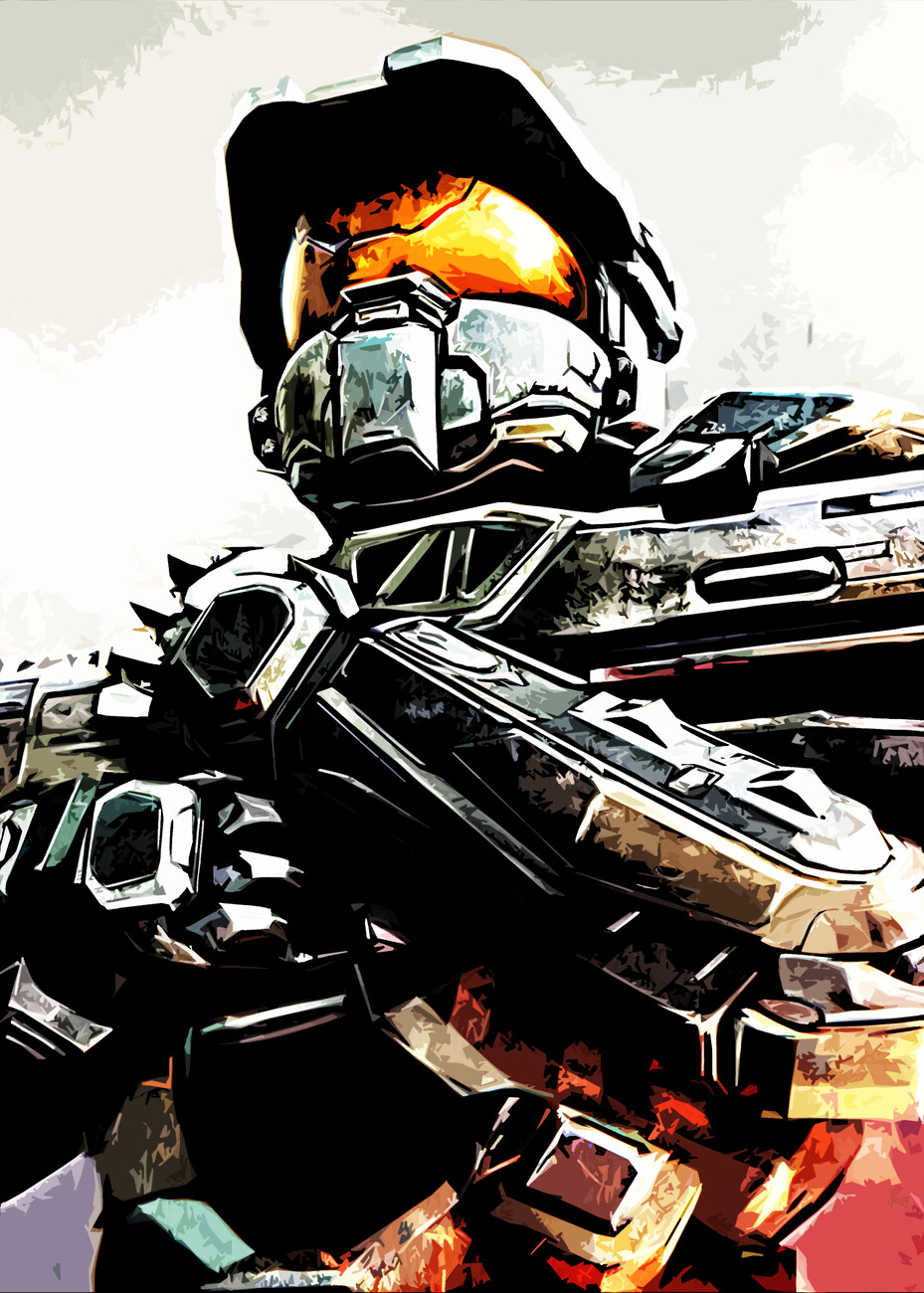 Wall Art Print Master Chief Watercolor