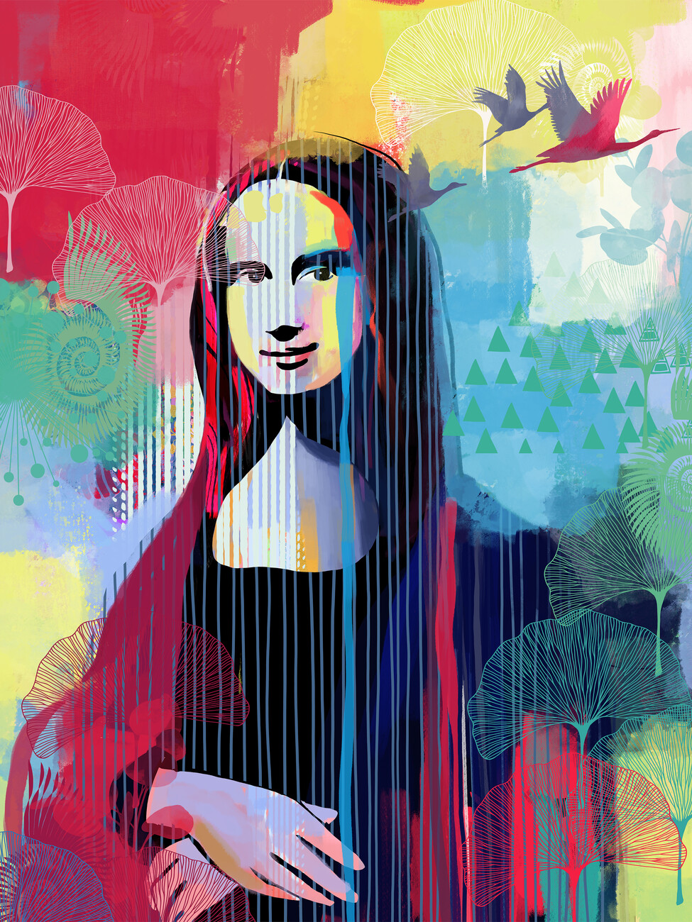 Monalisa !! Pop Art !! Monalisa in hippy style !! Painting