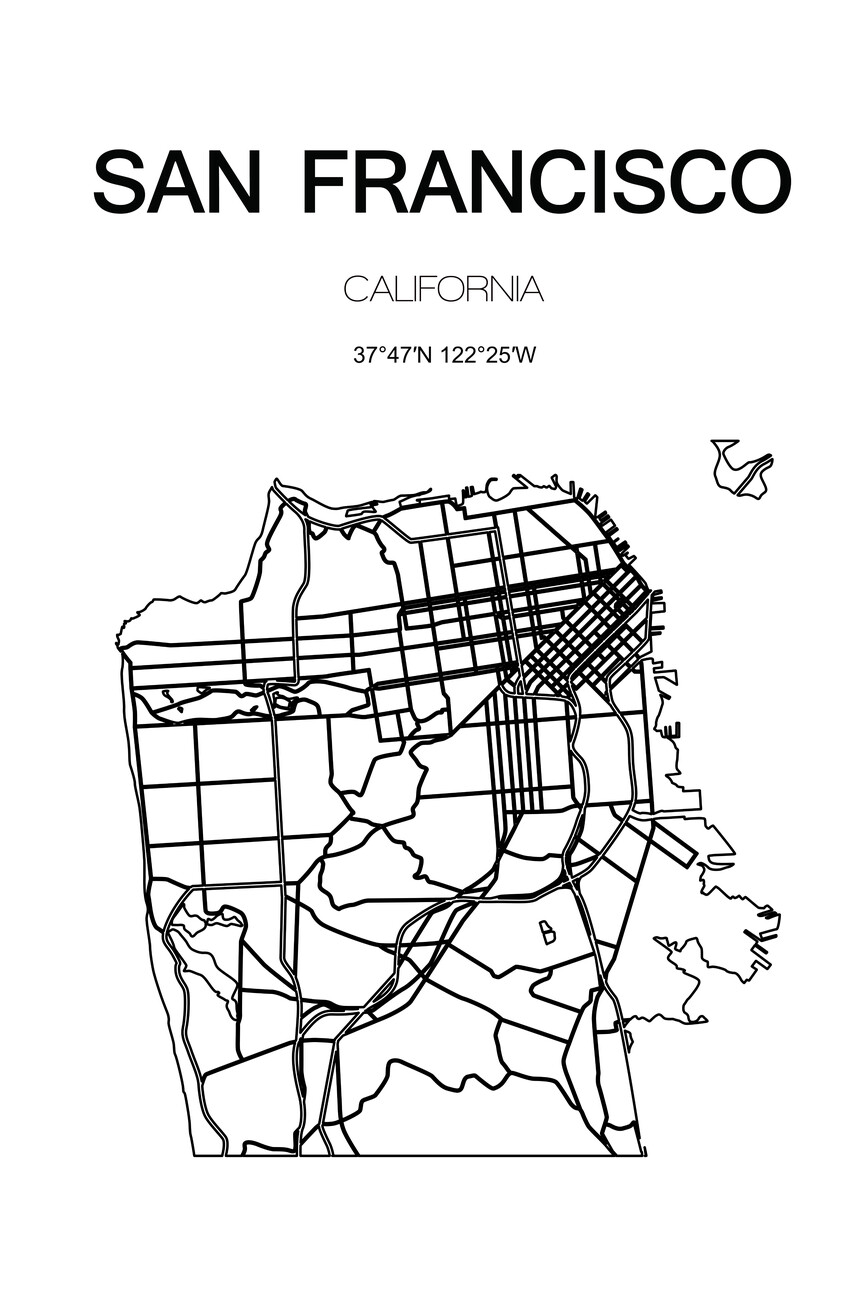 Kartta San Francisco Califoria ǀ Kaikki kaupunkikartat ja maailmankartat  seinälle