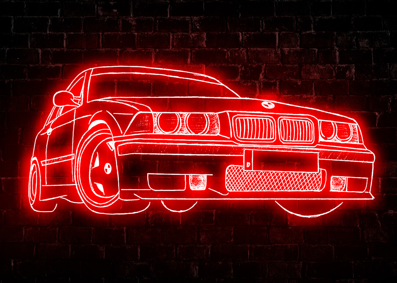 Car Auto Neon Red Wall | at Europosters