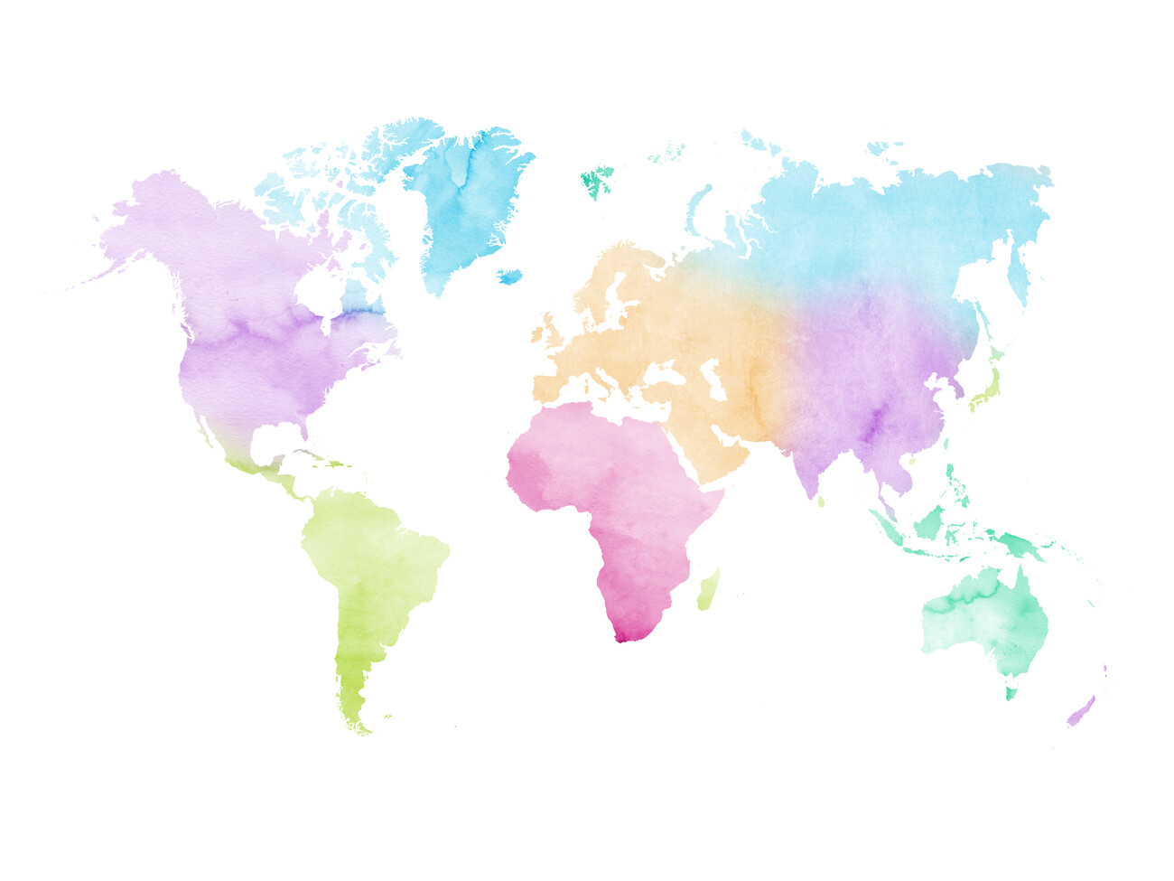 Photo & Art Print Colored World Map - borders, countries and