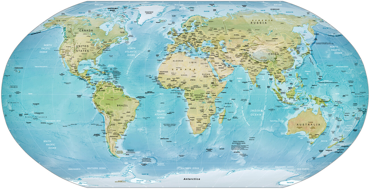 Map of Physical World Map ǀ Maps of all cities and countries for