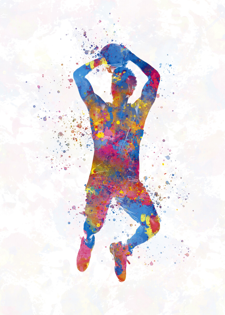 Poster, stampa Basketball player in watercolor, Regali & Merch