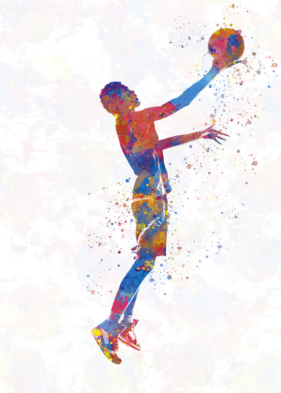 Art Poster Basketball player in watercolor