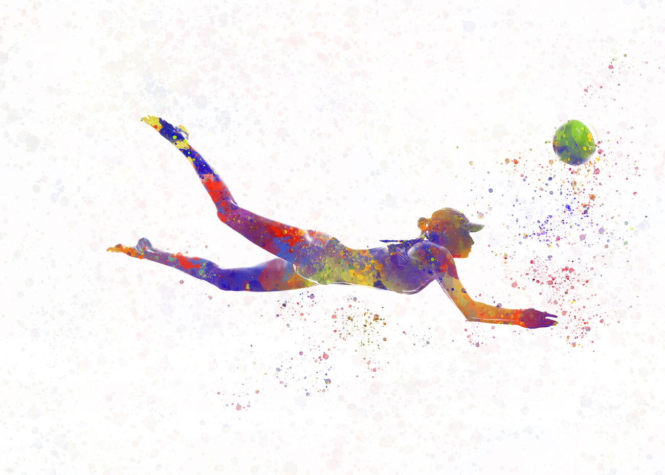 Poster, affiche Watercolor volleyball player, Cadeaux et merch