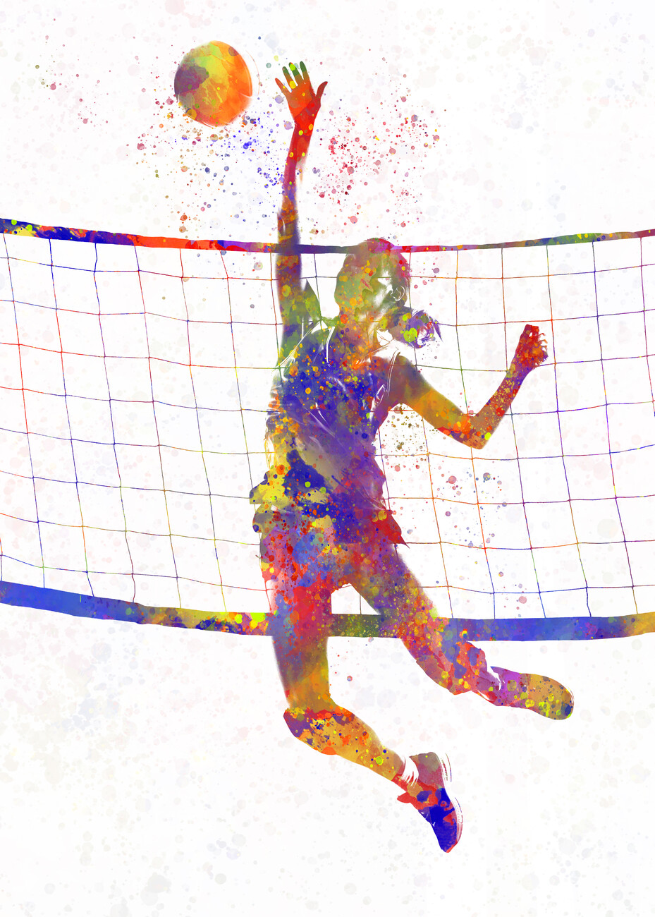 Wall Art Print Watercolor volleyball player | Gifts & Merchandise |  Europosters