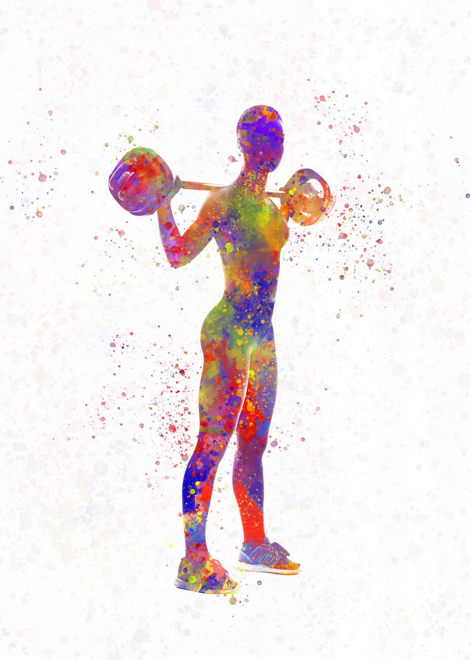 Wall Art Print female fitness-bodybuilding in watercolor