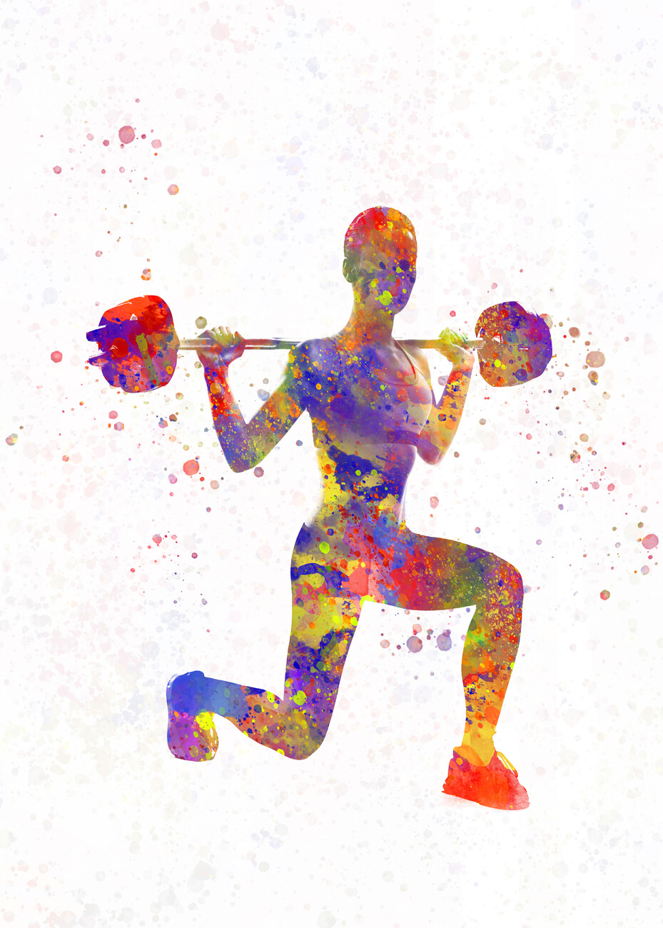 Wall Art Print female fitness-bodybuilding in watercolor