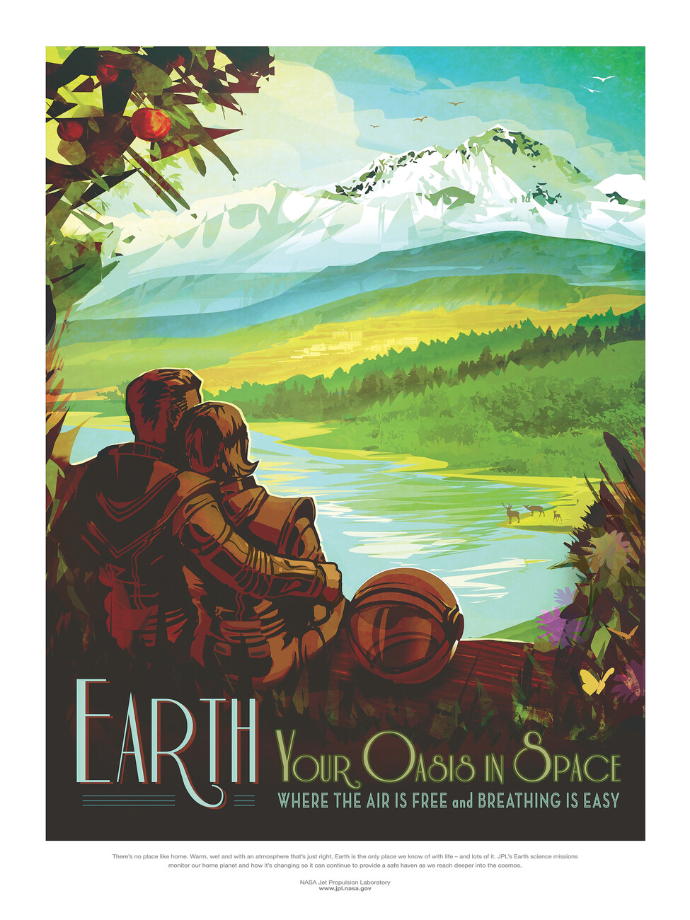 Obrazová reprodukce Earth - Your Oasis in Space (Retro Intergalactic Space Travel) NASA, (30 x 40 cm)