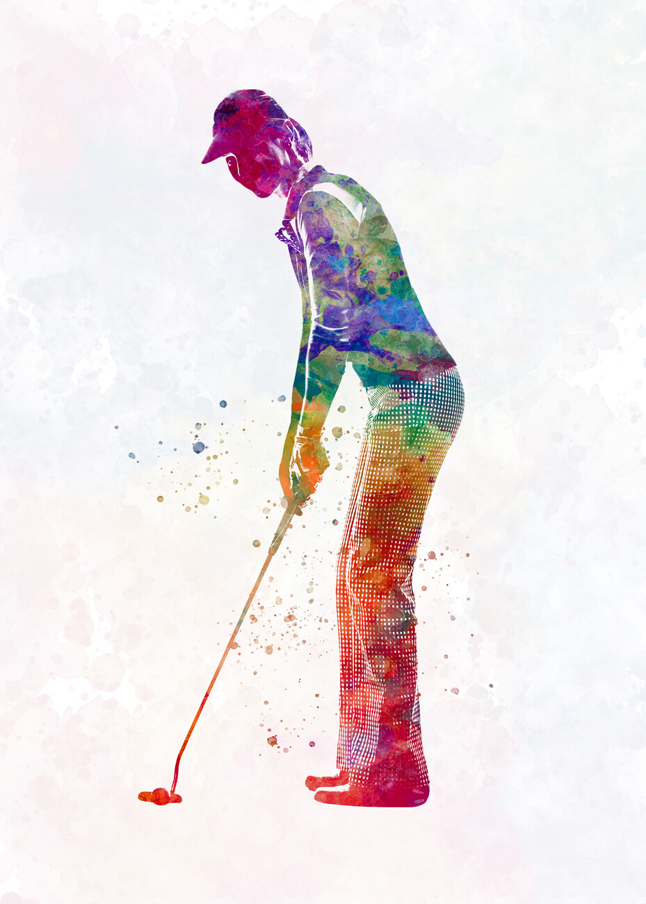 Man Golf Watercolor Canvas