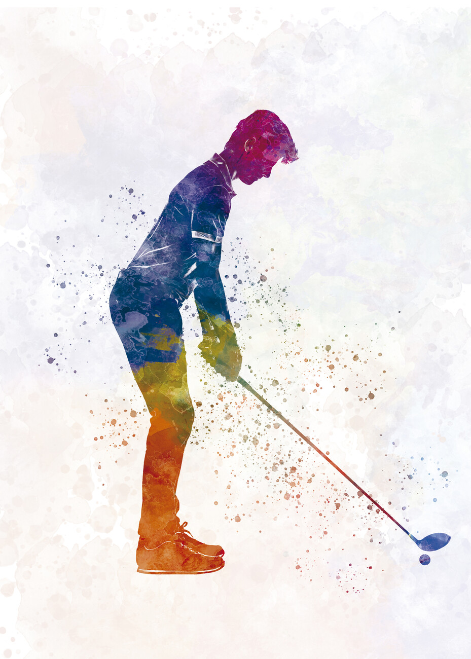 Man Golf Watercolor Canvas