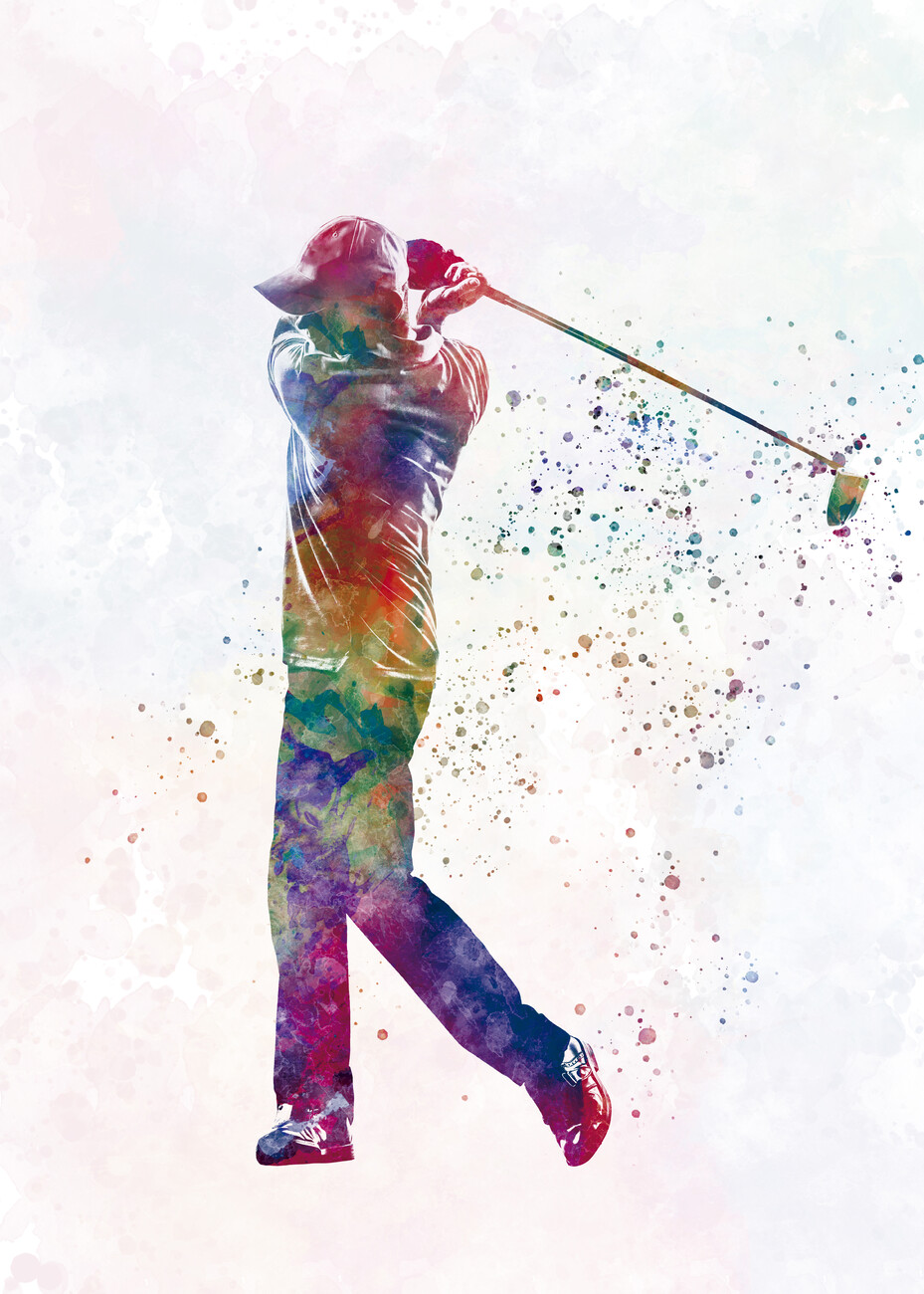 Man Golf Watercolor Canvas