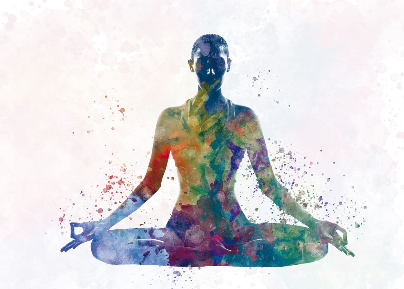 Watercolor silhouette of yoga meditation Vector Image