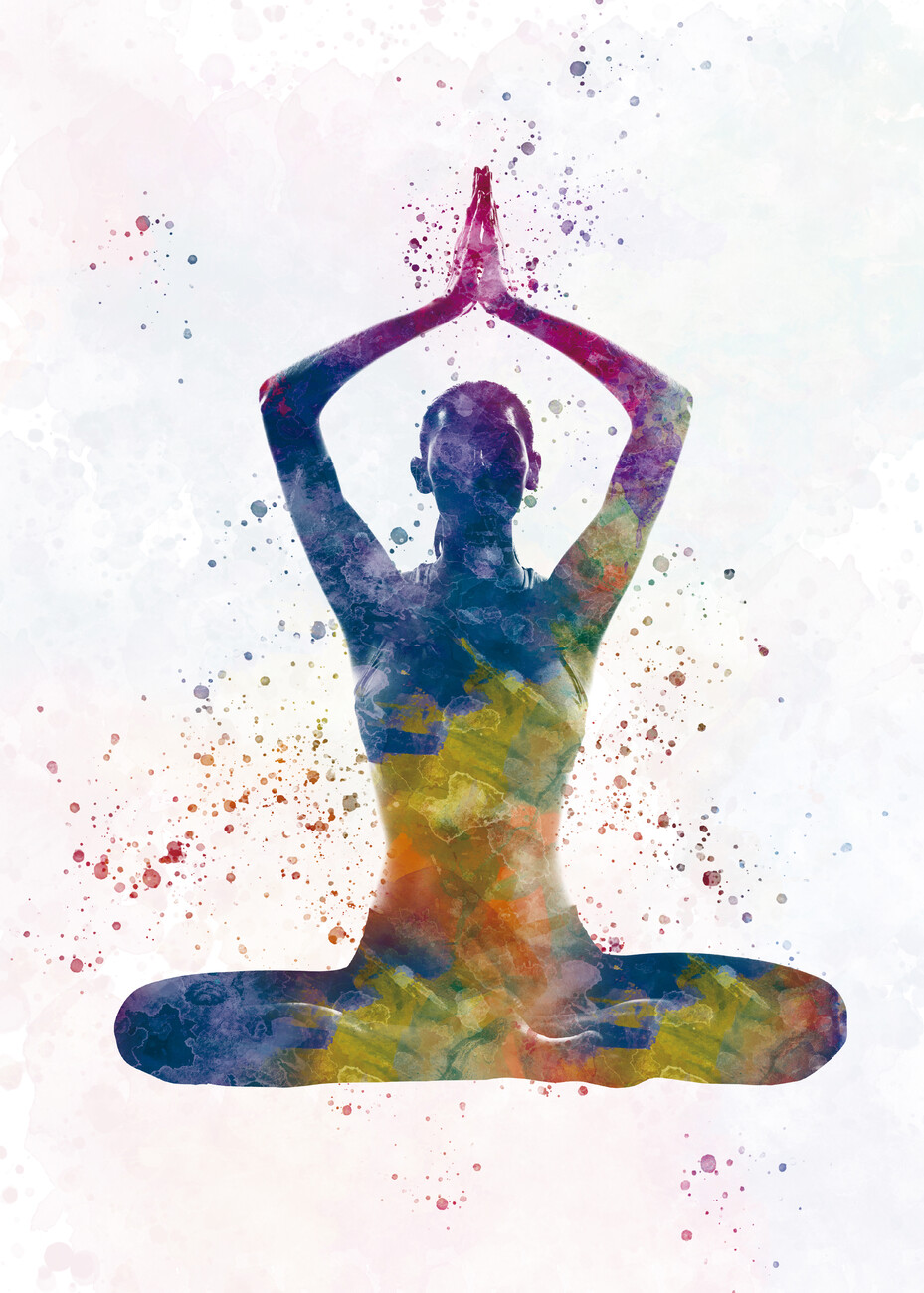 Wall Art Print Young woman practices yoga in watercolor, Gifts &  Merchandise