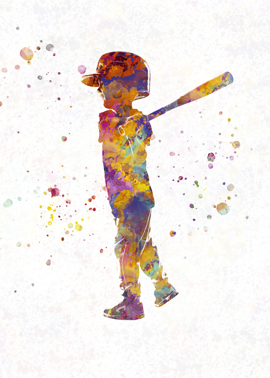 BOY PLAYING BASEBALL Silhouette Wall Decals (Baseball Players)